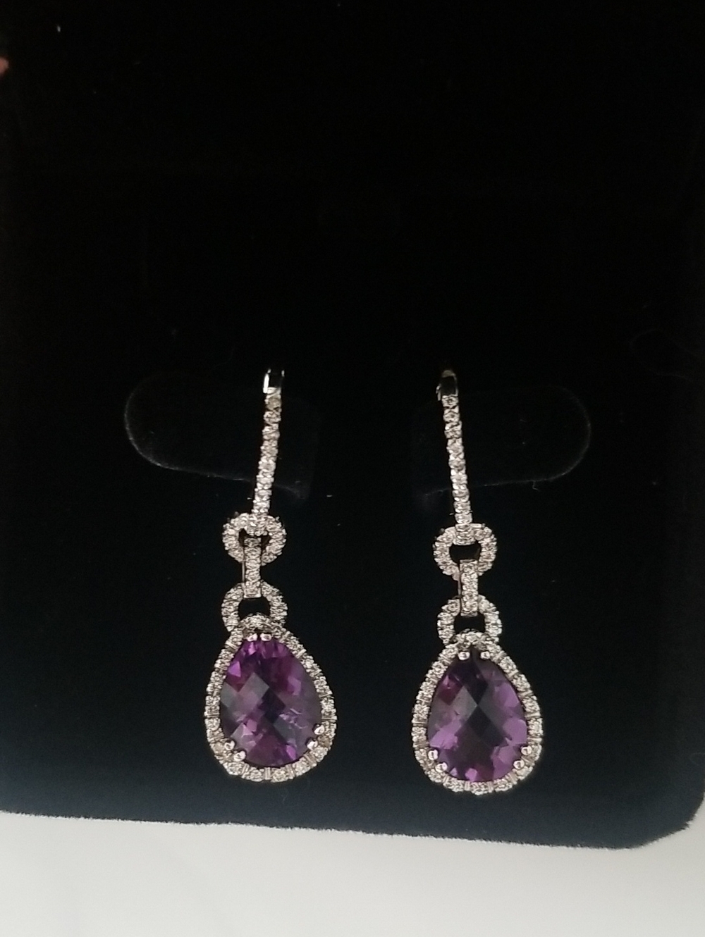 14k Wht Gold, Amethysts, Real Diamond Earrings💜💜